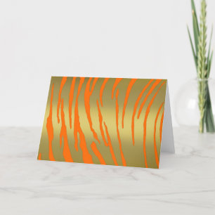 Gold Tiger Stripes Orange Holiday Card