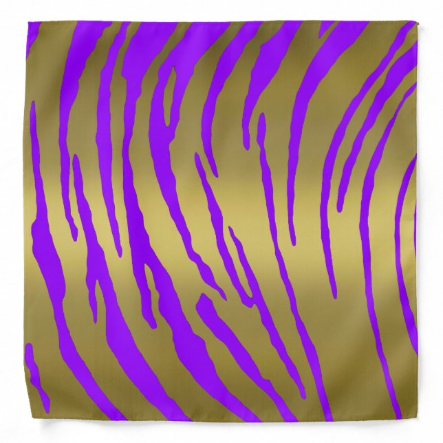 Gold Tiger Stripes Purple Bandana (Front)