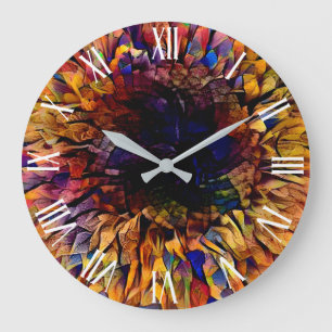 Gold Tiger Sunflower Elegant Collection Large Clock