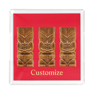 Gold Tiki Sculpture Thunder_Cove Acrylic Tray