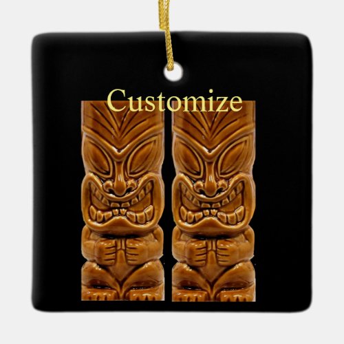 Gold Tiki Sculpture Thunder_Cove  Ceramic Ornament
