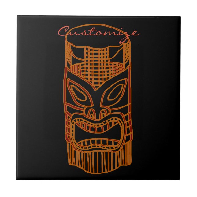 Gold Tiki Sculpture Thunder_Cove Ceramic Tile (Front)