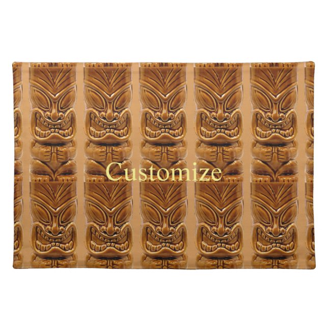 Gold Tiki Sculpture Thunder_Cove  Cloth Placemat (Front)