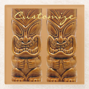 Gold Tiki Sculpture Thunder_Cove Glass Coaster