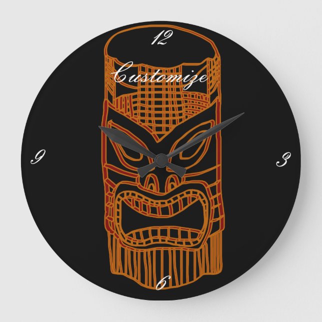 Gold Tiki Sculpture Thunder_Cove Large Clock (Front)