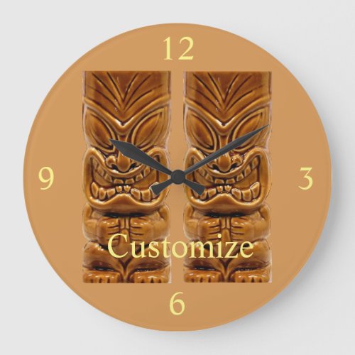 Gold Tiki Sculpture Thunder_Cove Large Clock