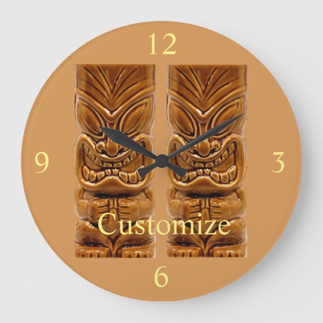 Gold Tiki Sculpture Thunder_Cove Large Clock (Front)