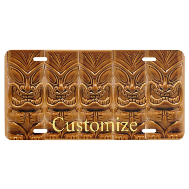 Gold Tiki Sculpture Thunder_Cove License Plate (Front)