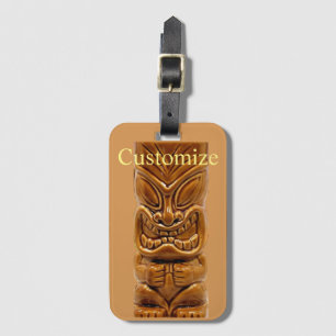 Gold Tiki Sculpture Thunder_Cove Luggage Tag