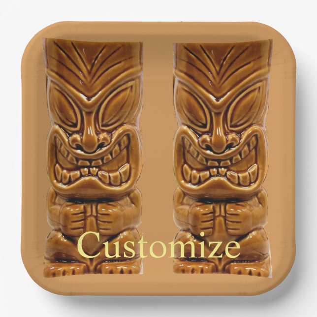Gold Tiki Sculpture Thunder_Cove Paper Plates (Front)