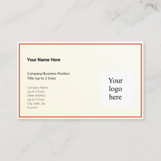 Gold Tint Gradient & Orange-Red Logo Std. Business Card (Front)