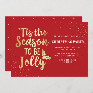 Gold 'Tis The Season To Be Jolly | Christmas Party Invitation