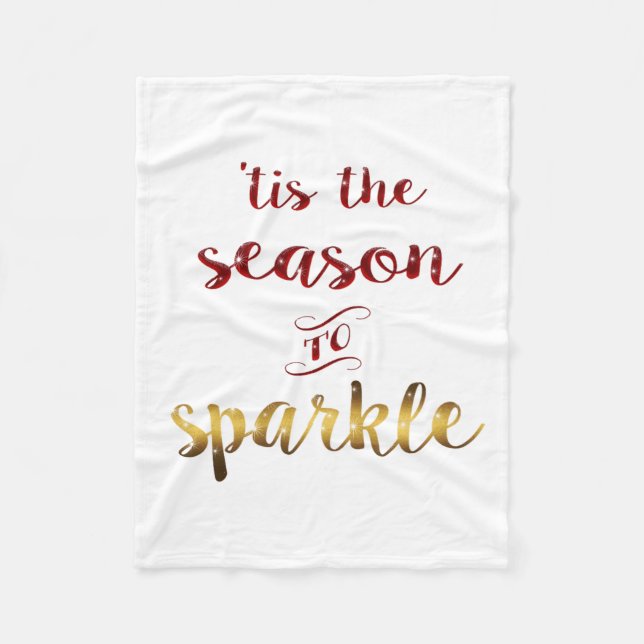 Gold Tis The Season To Sparkle Merry Christmas  Fleece Blanket (Front)