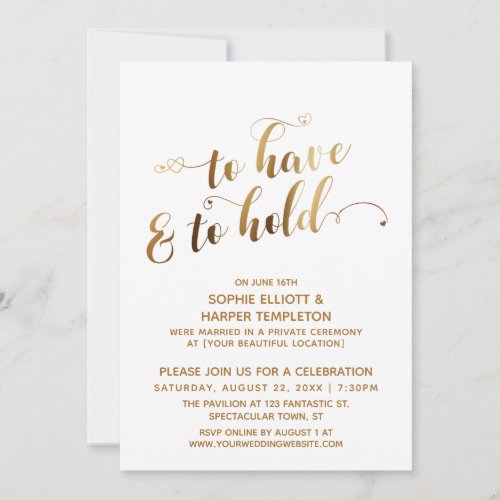 Gold To Have and To Hold Post_Wedding Celebration Invitation