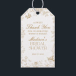 Gold Toile De Jouy Bridal Shower Favors Gift Tags<br><div class="desc">Elevate your celebrations with our gold Toile party decor, featuring detailed floral french country toile on a warm white background. This regency-inspired Chinoiserie design exudes elegance and sophistication. ★ Let me help you plan your next party! ★ If you need coordinating décor, please check my matching collection. If you have...</div>