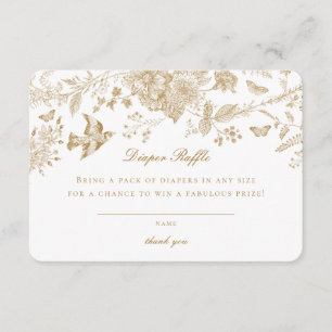 Gold Toile De Jouy Diaper Raffle Invitation Insert