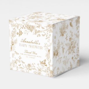 Gold Toile De Jouy Floral Baby Shower Favor Boxes