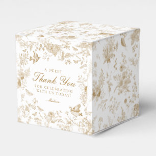 Gold Toile De Jouy Floral Dessert Favor Boxes