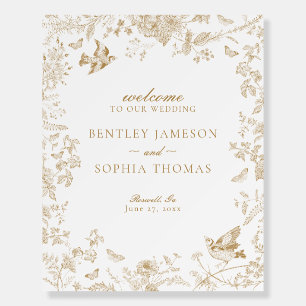 Gold Toile De Jouy Floral Wedding Welcome Sign