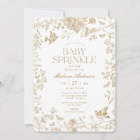 Gold Toile De Jouy French Floral Baby Sprinkle