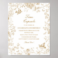 Gold Toile De Jouy Time Capsule Baby Birthday Game