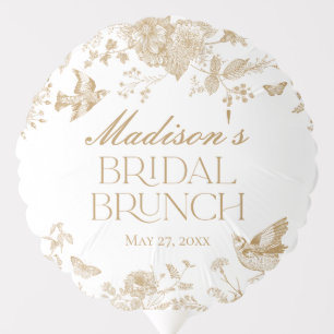 Gold Toile De Jouy Vintage Floral Bridal Brunch Balloon