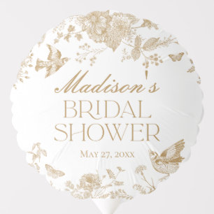 Gold Toile De Jouy Vintage Floral Bridal Shower Balloon