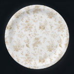 Gold Toile De Jouy Vintage Floral Chinoiserie Paper Plates<br><div class="desc">Elevate your celebrations with our gold Toile party decor, featuring detailed floral french country toile on a warm white background. This regency-inspired Chinoiserie design exudes elegance and sophistication. ★ Let me help you plan your next party! ★ If you need coordinating décor, please check my matching collection. If you have...</div>