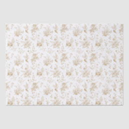 Gold Toile De Jouy Vintage Floral Chinoiserie Tissue Paper