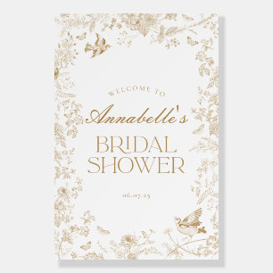 Gold Toile Jouy Floral Bridal Shower Welcome Sign