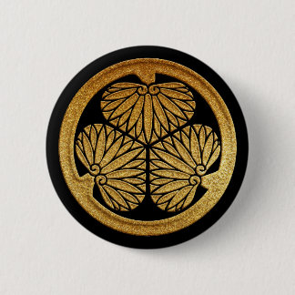 Gold Tokugawa Aoi Kamon Button
