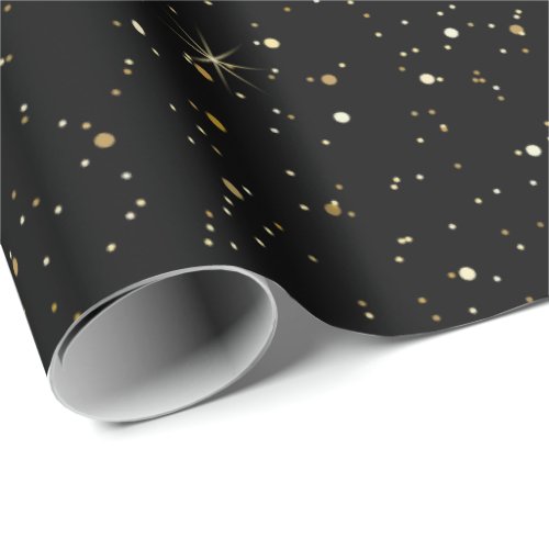 Gold tome glitter and sparkles on black wrapping paper