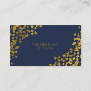 Gold Tone Baby's Breath Blue Elegant Floral Business Card