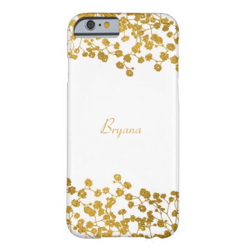 Gold Tone Babys Breath Blue Elegant Floral Barely There iPhone 6 Case