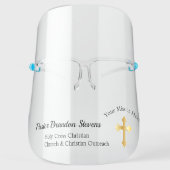 Gold Tone Cross Pastor | Priest | Church Member Face Shield (Front)