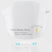 Gold Tone Cross Pastor | Priest | Church Member Face Shield (Front w/Glasses)