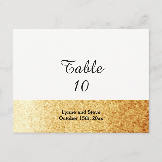 Gold Tone Faux Glitter Table Seating Card (Front)