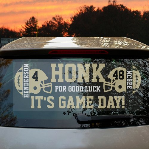 Gold Tone Football Game Day Back Window Cling