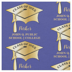 Gold Tone Graduation Cap Name Class Year School Fabric