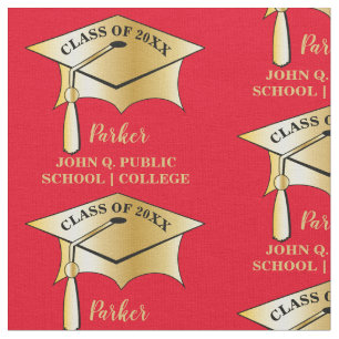 Gold Tone Graduation Cap Name Class Year School Fabric