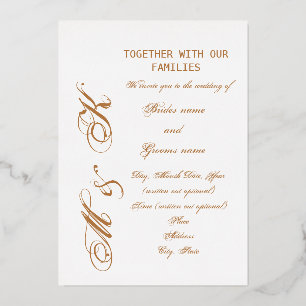 “Gold Tone Lettering”Wedding Foil Invitation