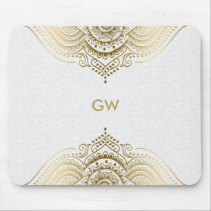 Gold tone mandala design mouse pad