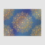 Gold Tone Mandalas on Blue Decoupage Tissue Paper