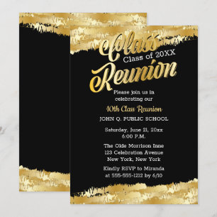 Gold Tone Modern Class Reunion Party Invitation
