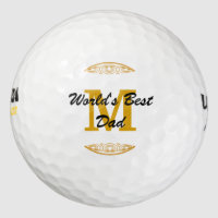 Gold Tone Monogram Scrollwork Worlds Best Dad Golf Balls