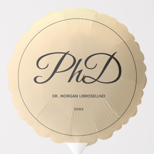 Gold Tone PhD Graduation Balloon (Front)