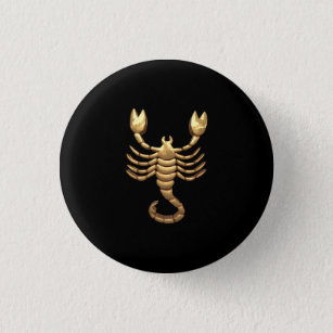 Gold Tone Scorpio Scorpion Symbol Zodiac Button