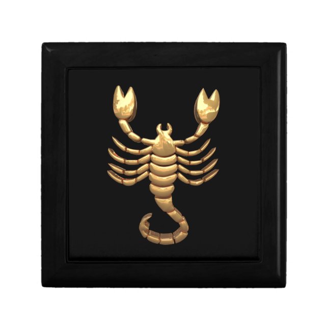Gold Tone Scorpio Scorpion Symbol Zodiac Gift Box (Front)