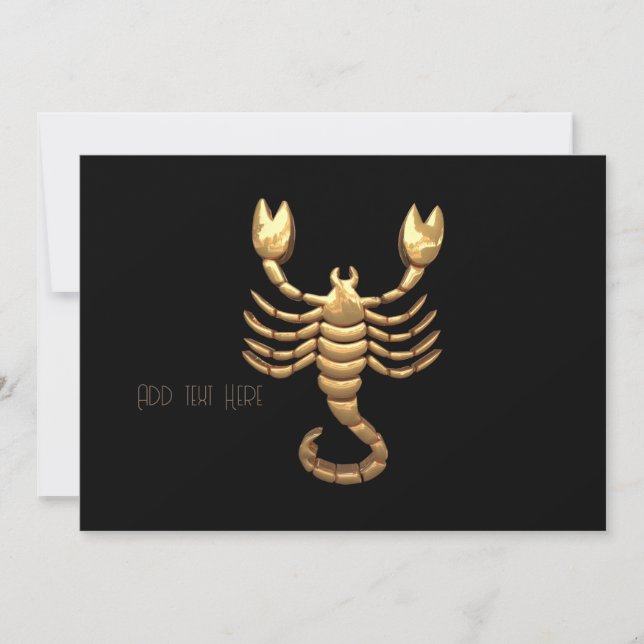 Gold Tone Scorpio Scorpion Symbol Zodiac Invitation (Front)