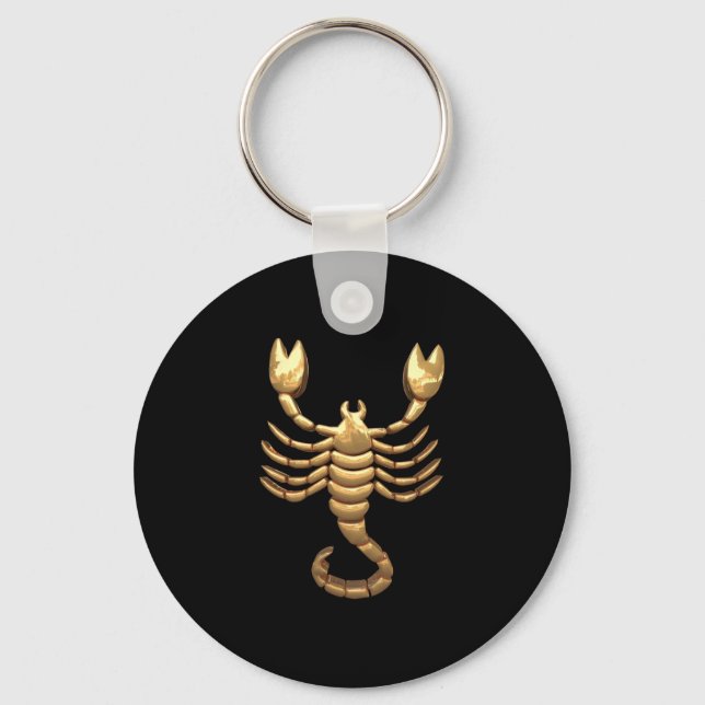 Gold Tone Scorpio Scorpion Symbol Zodiac Keychain (Front)